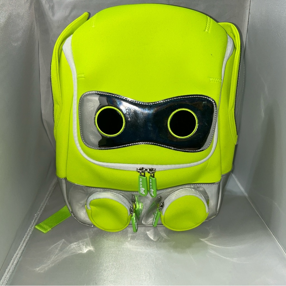Nohoo Neon‑Green 3D Robot Kids Backpack – Neoprene, Waterproof